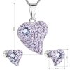 Sada šperkov s krištáľmi Swarovski náušnice a prívesok fialové srdce rozmer