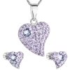 Sada šperkov s krištáľmi Swarovski náušnice a prívesok fialové srdce