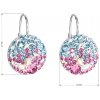 Strieborné náušnice so Swarovski Crystals okrúhle mix farieb