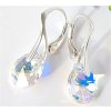 Swarovski Crystals strieborné náušnice Pear Crystal AB obľúbené medzi dievčatami