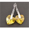 Swarovski Crystals strieborné srdiečkové náušnice Topaz 10 mm, pre dievčatá, pre ženy, zlatý topaz, striebro