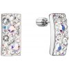 Strieborné náušnice so Swarovski Crystals obdĺžnik - crystal ab