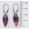 Strieborný set SWAROVSKI ELEMENTS obrátená slza fialová farba