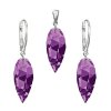 Strieborný set SWAROVSKI ELEMENTS obrátená slza fialová farba