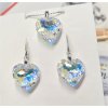 Strieborný set SWAROVSKI Crystals v tvare srdca s odleskom Crystal Aurore Boreale