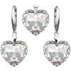 Strieborný set SWAROVSKI ELEMENTS v tvare srdca s odleskom