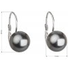Visiace strieborné dámske náušnice s perlou Swarovski sivé Grey rozmer