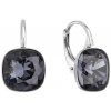 Čierne štvorce strieborné dámske náušnice so Swarovski Crystals Graphite