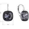 Čierne štvorce strieborné dámske náušnice so Swarovski Crystals Graphite rozmer náušníc