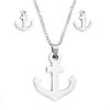 Súprava šperkov kotva pre šťastie náušnice prívesok a retiazka z chirurgickej ocele v striebornom prevedení