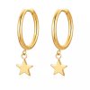 Náušnice kruhy v zlatej farbe s hviezdičkou 7 mm
