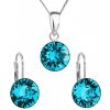 Sada šperkov s krištáľmi Swarovski náušnice, retiazka a prívesok blue zircon okrúhle