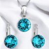 Sada šperkov s krištáľmi Swarovski náušnice, retiazka a prívesok blue zircon okrúhle