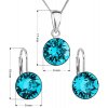 Sada šperkov s krištáľmi Swarovski náušnice, retiazka a prívesok blue zircon okrúhle rozmery