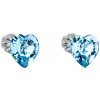 Swarovski Crystals strieborné náušnice srdiečka Aquamarine
