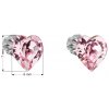 Swarovski Crystals strieborné náušnice srdiečka rose rozmer náušníc