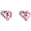 Swarovski Crystals strieborné náušnice srdiečka rose