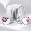 Dievčenské strieborné náušnice v tvare srdca so Swarovski Crystals rose