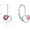 Dievčenské strieborné náušnice v tvare srdca so Swarovski Crystals rose rozmer náušníc