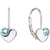 Dievčenské strieborné náušnice v tvare srdca so Swarovski Crystals rose aqua