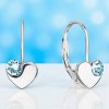 Dievčenské strieborné náušnice v tvare srdca so Swarovski Crystals aqua