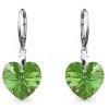 Strieborné dámske náušnice srdcia Crystal Peridot