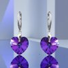 Strieborné dámske náušnice Srdcia Crystal Heliotrope