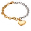 20 cm náramok zlaté srdce strieborno zlatý z chirurgickej ocele