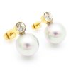 Štýlové dámske náušnice perla so zirkónom