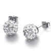 Okrúhle náušnice so Shamballa guličkami 10 mm biele zirkóny chirurgická oceľ
