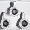 Súprava šperkov s krištáľmi Swarovski - graphite, guľaté