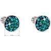 Strieborné guľaté náušnice so Swarovski crystals magic green rozmer náušníc