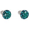 Strieborné guľaté náušnice so Swarovski crystals magic green