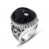 Biker masívny prsteň z chirurgickej ocele čierny achát