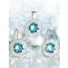 Súprava šperkov s krištáľmi light turquoise - modré, guľaté, dámske šperky, súpravy, náušnice a prívesok