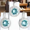 Súprava šperkov s krištáľmi light turquoise - modré, guľaté