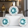 Súprava šperkov s krištáľmi light turquoise - modré, guľaté