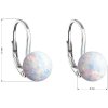 Guľaté visiace strieborné náušnice so syntetickým opálom biele okrúhle pre dievčatá pre ženy