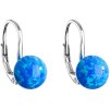 Guľaté visiace strieborné náušnice so syntetickým opálom modré okrúhle pre dievčatá pre ženy