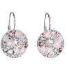 Strieborné dámske visiace náušnice vykladané krištálikmi Swarovski Crystals magic rose