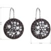 Dámske strieborné náušnice okrúhle a visiace so Swarovski Crystals Hematit