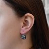 Dámske strieborné náušnice okrúhle a visiace so Swarovski Crystals Hematit