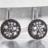 Dámske strieborné náušnice okrúhle a visiace so Swarovski Crystals Hematit