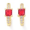 Okrúhle dámske náušnice s červeným štvorcovým zirkónom Cubic Zirconia