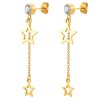 Náušnice hviezdy z chirurgickej ocele so zirkónmi visiace 5 cm