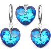 Strieborný set SWAROVSKI ELEMENTS v tvare srdca modrá farba