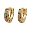 Štýlové kruhové náušnice s farebnými zirkónmi – priemer 15 mm 2