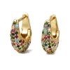 Oválne náušnice zlatej farby s farebnými zirkónmi 17 mm 4