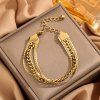 Viacvrstvový náramok z chirurgickej ocele – Snake & Cuban Chain náramok 18 + 5 cm pre ženy pre chlapov
