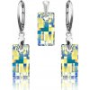Strieborný set SWAROVSKI ELEMENTS v tvare obdĺžnika s odleskom do žlta